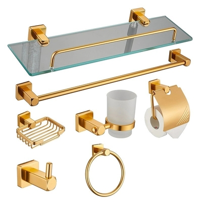 Accessoires de salle de bain en acier inoxydable avec installation perforée et sept pièces