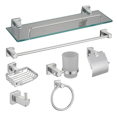 Accessoires de salle de bain en acier inoxydable avec installation perforée et sept pièces
